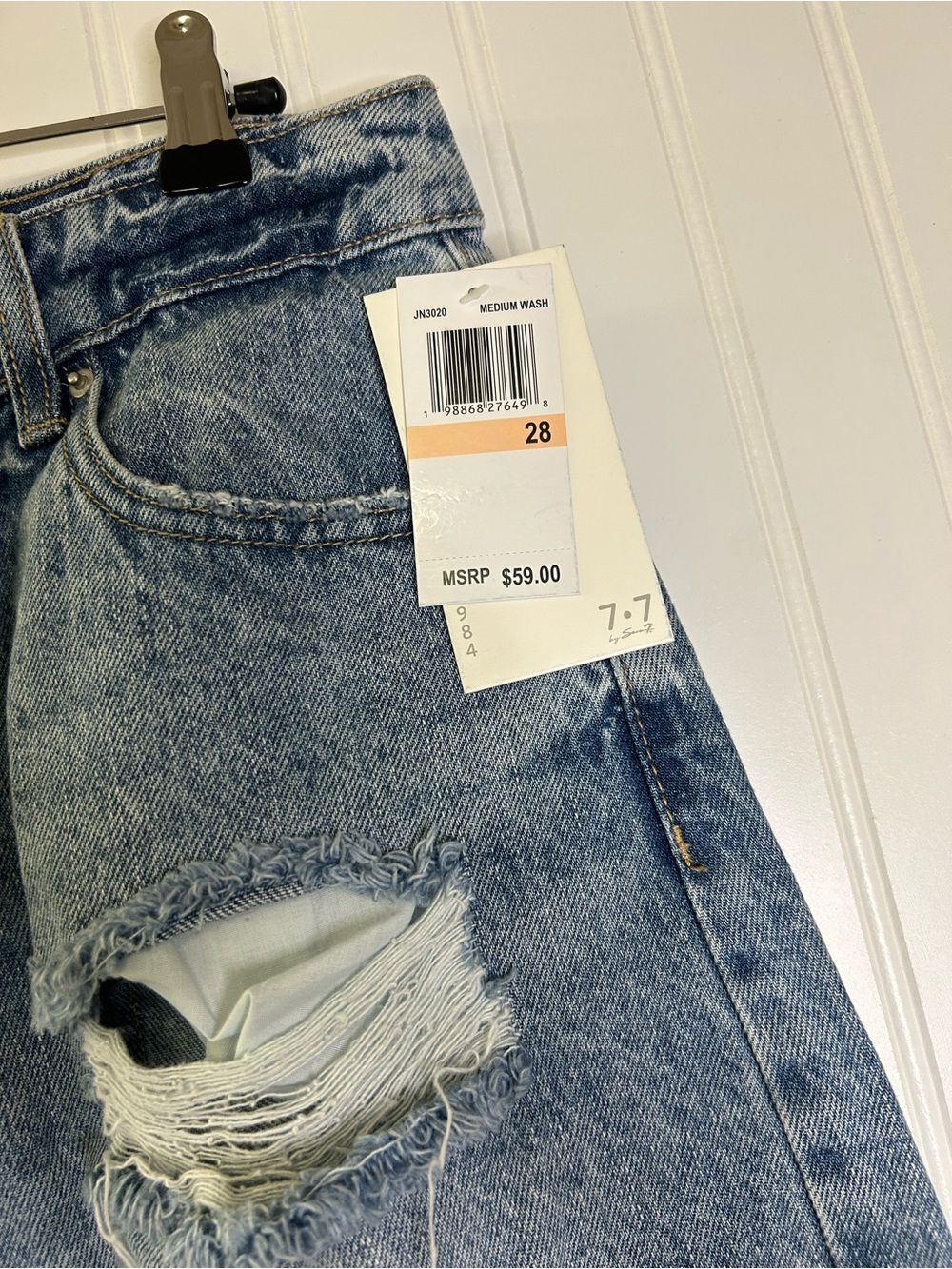 Seven7 High-Rise 90s Short Distressed Denim Shorts Size 28 - Picture 2 of 9